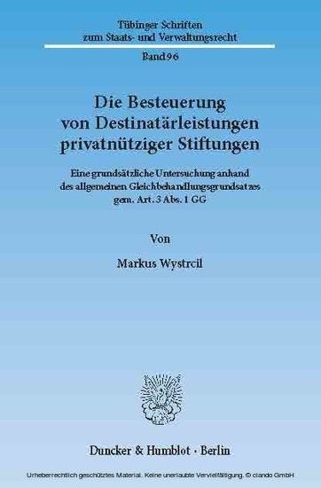 Die Besteuerung von Destinatärleistungen privatnütziger Stiftungen. main product photo