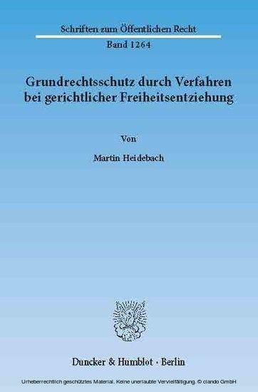 Grundrechtsschutz durch Verfahren bei gerichtlicher Freiheitsentziehung. main product photo