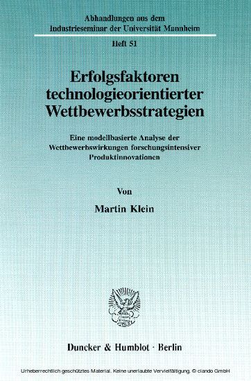 Erfolgsfaktoren technologieorientierter Wettbewerbsstrategien. main product photo