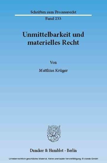 Unmittelbarkeit und materielles Recht. main product photo