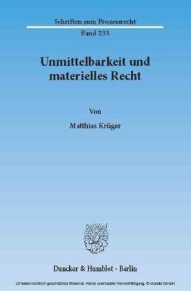 Unmittelbarkeit und materielles Recht.