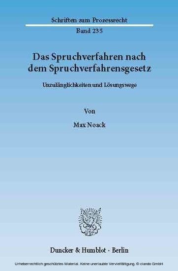 Das Spruchverfahren nach dem Spruchverfahrensgesetz. main product photo