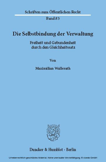 Die Selbstbindung der Verwaltung. main product photo