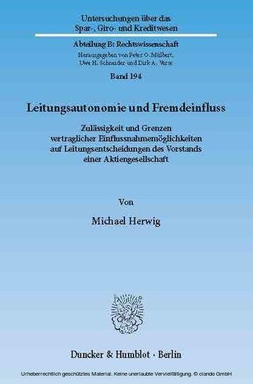 Leitungsautonomie und Fremdeinfluss. main product photo
