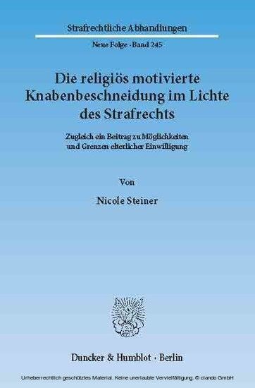 Die religiös motivierte Knabenbeschneidung im Lichte des Strafrechts. main product photo