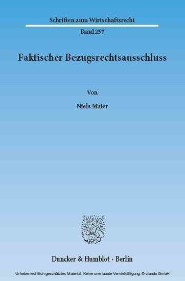 Faktischer Bezugsrechtsausschluss. main product photo