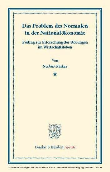 Das Problem des Normalen in der Nationalökonomie. main product photo