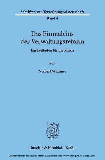 Das Einmaleins der Verwaltungsreform. main product photo