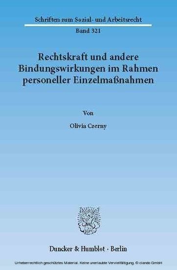 Rechtskraft und andere Bindungswirkungen im Rahmen personeller Einzelmaßnahmen. main product photo