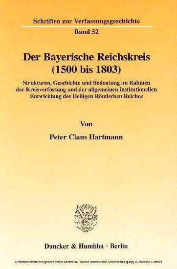 Der Bayerische Reichskreis (1500 bis 1803). main product photo