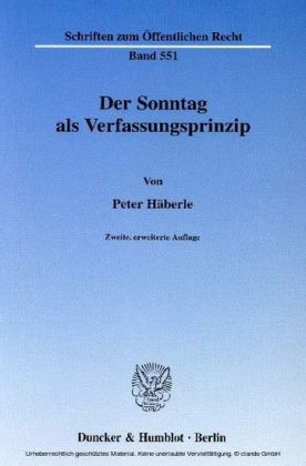 Der Sonntag als Verfassungsprinzip.