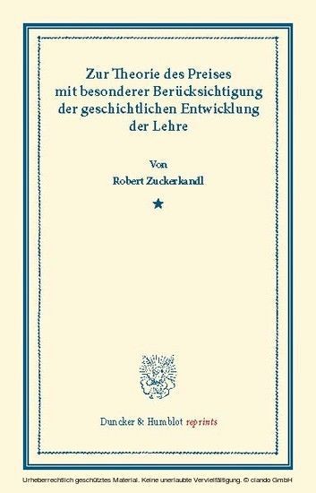 Zur Theorie des Preises main product photo