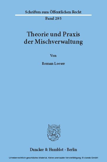Theorie und Praxis der Mischverwaltung. main product photo