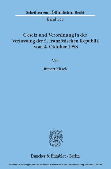 Gesetz und Verordnung in der Verfassung der 5. französischen Republik vom 4. Oktober 1958. main product photo