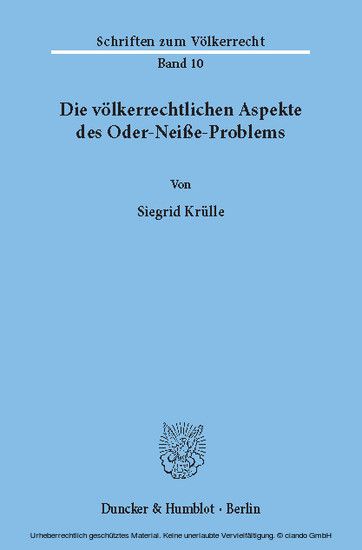 Die völkerrechtlichen Aspekte des Oder-Neiße-Problems. main product photo
