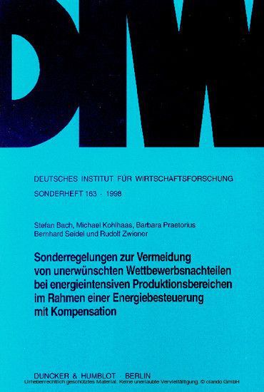 Sonderregelungen zur Vermeidung von unerwünschten Wettbewerbsnachteilen bei energieintensiven Produktionsbereichen im Rahmen einer Energiebesteuerung mit Kompensation. main product photo