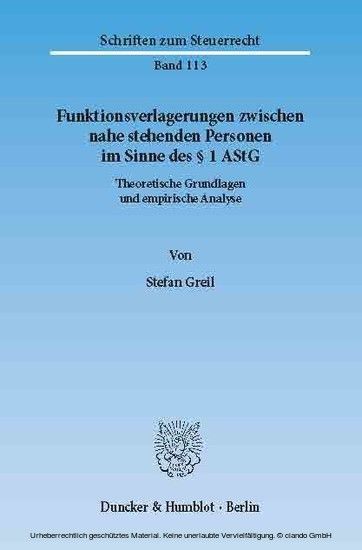 Funktionsverlagerungen zwischen nahe stehenden Personen im Sinne des 1 AStG. main product photo