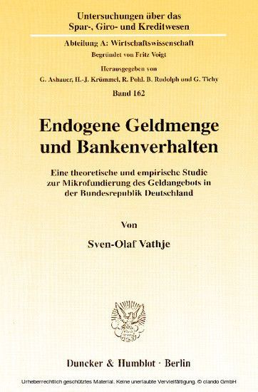 Endogene Geldmenge und Bankenverhalten. main product photo