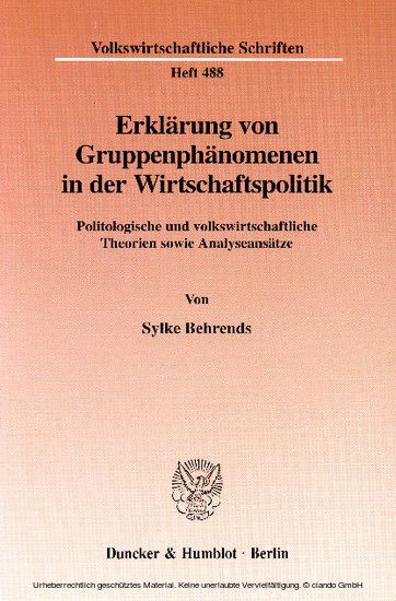 Erklärung von Gruppenphänomenen in der Wirtschaftspolitik. main product photo