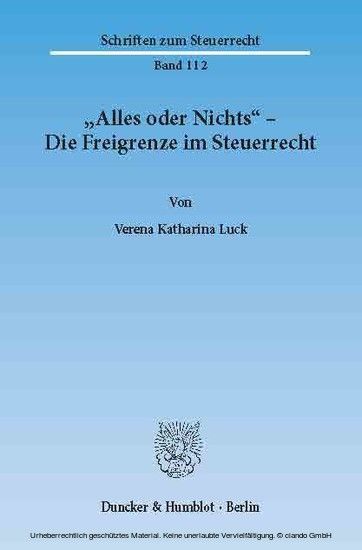 "Alles oder Nichts" - Die Freigrenze im Steuerrecht. main product photo