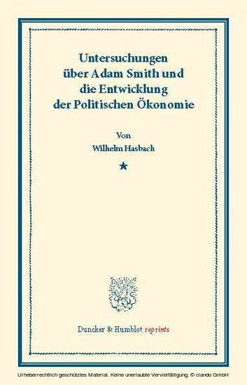 Untersuchungen über Adam Smith und die Entwicklung der Politischen Ökonomie. main product photo