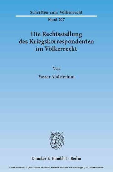 Die Rechtsstellung des Kriegskorrespondenten im Völkerrecht. main product photo