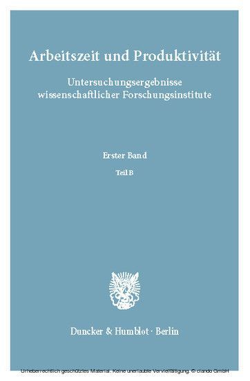 Arbeitszeit und Produktivität. Untersuchungsergebnisse wissenschaftlicher Forschungsinstitute. main product photo