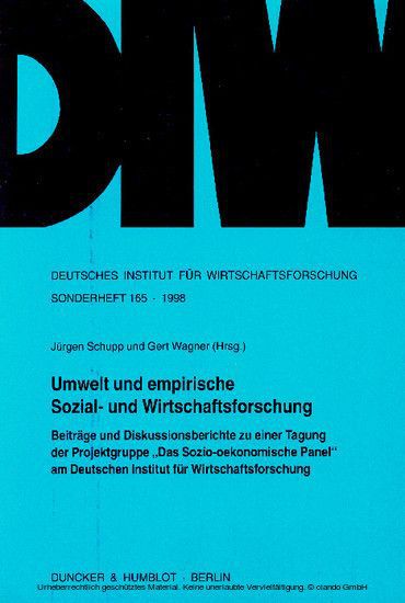 Umwelt und empirische Sozial- und Wirtschaftsforschung. main product photo