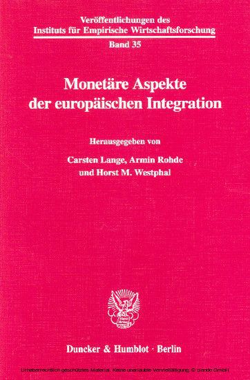 Monetäre Aspekte der europäischen Integration. main product photo