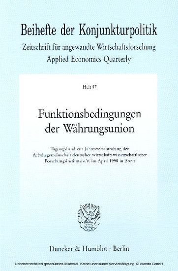 Funktionsbedingungen der Währungsunion. main product photo