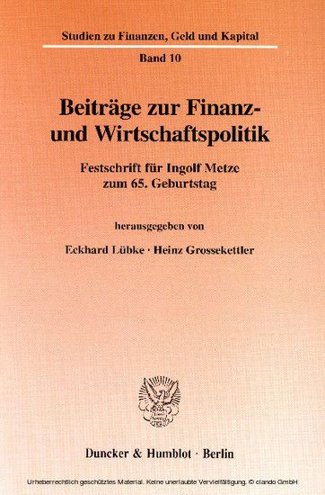 Beiträge zur Finanz- und Wirtschaftspolitik. main product photo