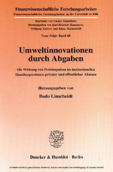 Umweltinnovationen durch Abgaben. main product photo