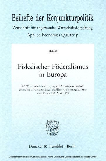 Fiskalischer Föderalismus in Europa. main product photo