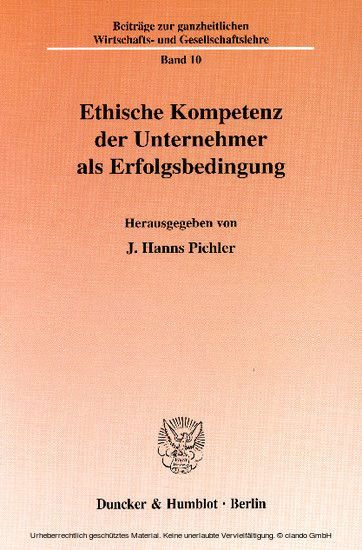 Ethische Kompetenz der Unternehmer als Erfolgsbedingung. main product photo