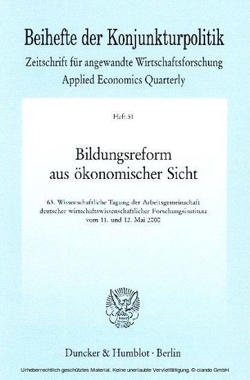Bildungsreform aus ökonomischer Sicht. main product photo