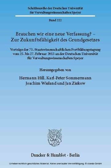 Brauchen wir eine neue Verfassung? - Zur Zukunftsfähigkeit des Grundgesetzes. main product photo