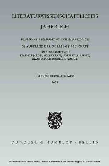 Literaturwissenschaftliches Jahrbuch. main product photo