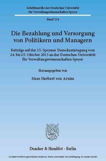 Die Bezahlung und Versorgung von Politikern und Managern. main product photo