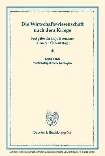 Die Wirtschaftswissenschaft nach dem Kriege. main product photo
