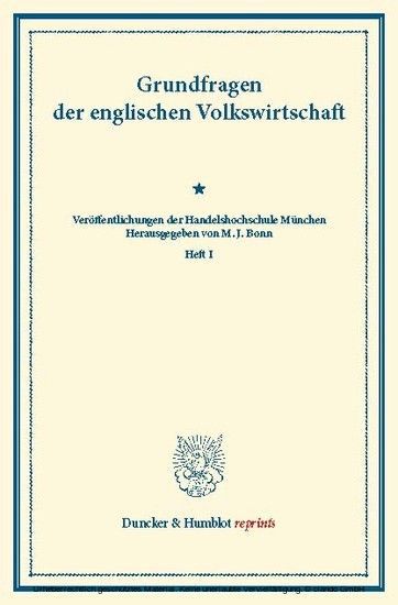 Grundfragen der englischen Volkswirtschaft. main product photo