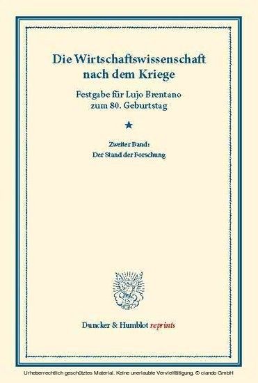 Die Wirtschaftswissenschaft nach dem Kriege. main product photo
