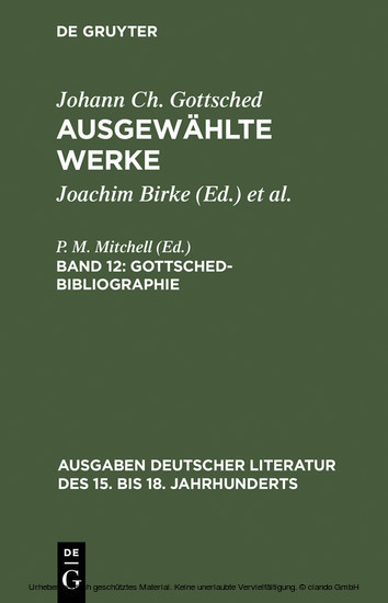 Gottsched-Bibliographie main product photo
