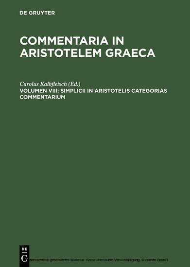Simplicii in Aristotelis categorias commentarium main product photo