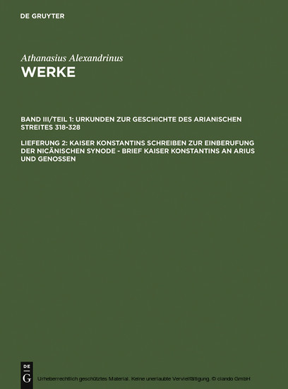 Kaiser Konstantins Schreiben zur Einberufung der nicänischen Synode - Brief Kaiser Konstantins an Arius und Genossen main product photo
