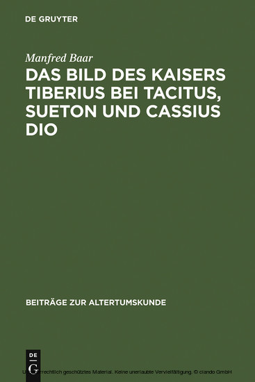Das Bild des Kaisers Tiberius bei Tacitus, Sueton und Cassius Dio main product photo