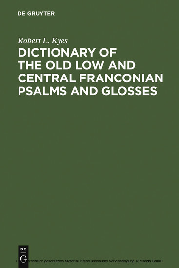 Dictionary of the old low and central Franconian psalms and glosses main product photo