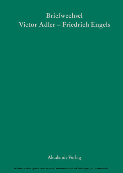 Victor Adler / Friedrich Engels, Briefwechsel main product photo