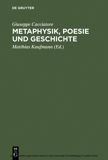 Metaphysik, Poesie und Geschichte main product photo