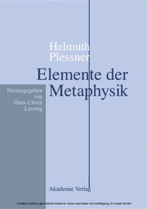 Helmuth Plessner, Elemente der Metaphysik