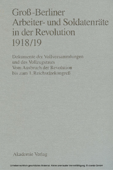 Groß-Berliner Arbeiter- und Soldatenräte in der Revolution 1918/19 main product photo